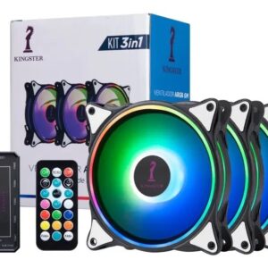 KIT COOLER FAN RGB 12cm 03  C/ CONTROLE PARA GABINETE