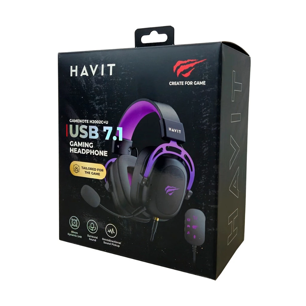 Headset Gamer Havit Gamenote H2002C + U USB 7.1 Preto/Roxo - Imagem 4