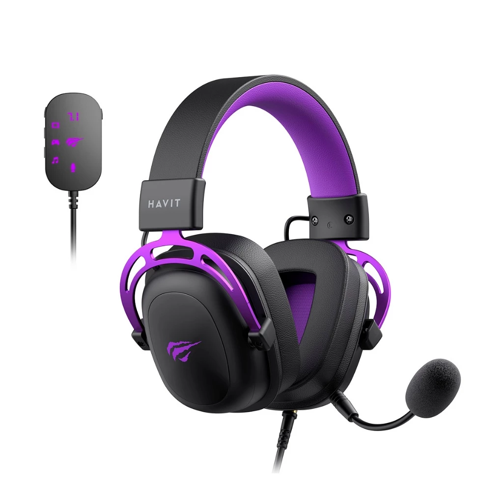 Headset Gamer Havit Gamenote H2002C + U USB 7.1 Preto/Roxo - Imagem 2
