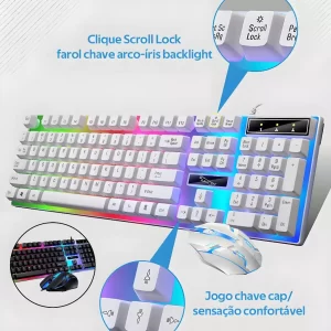 Kit Teclado Semi Mecânico + Mouse Gamer 3200dpi Rgb Led -H8