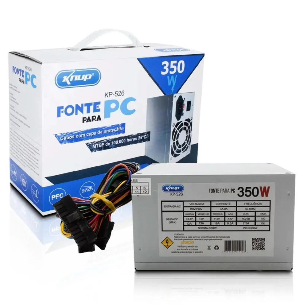 Fonte ATX Knup 350w Real